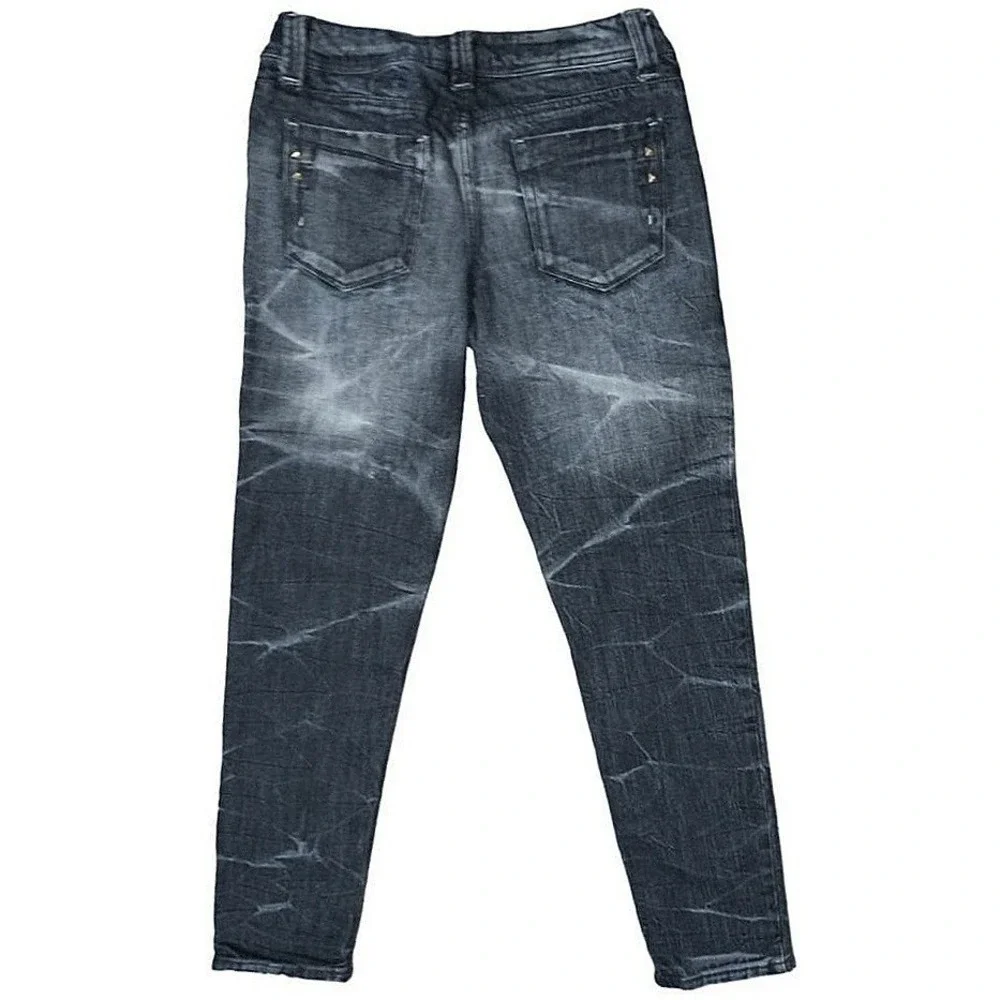Punk Rock Hang Ten Skinny Jeans Womens‎ Size 5 Blue Acid Wash Studded